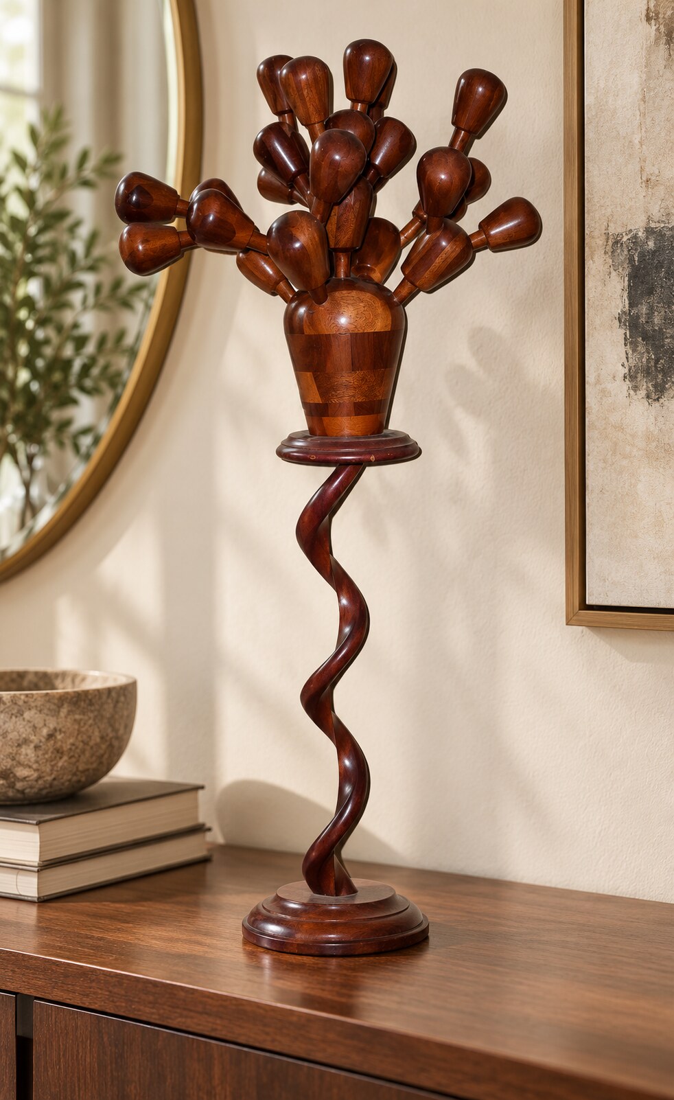 Árbol decorativo realizado con madera torneada