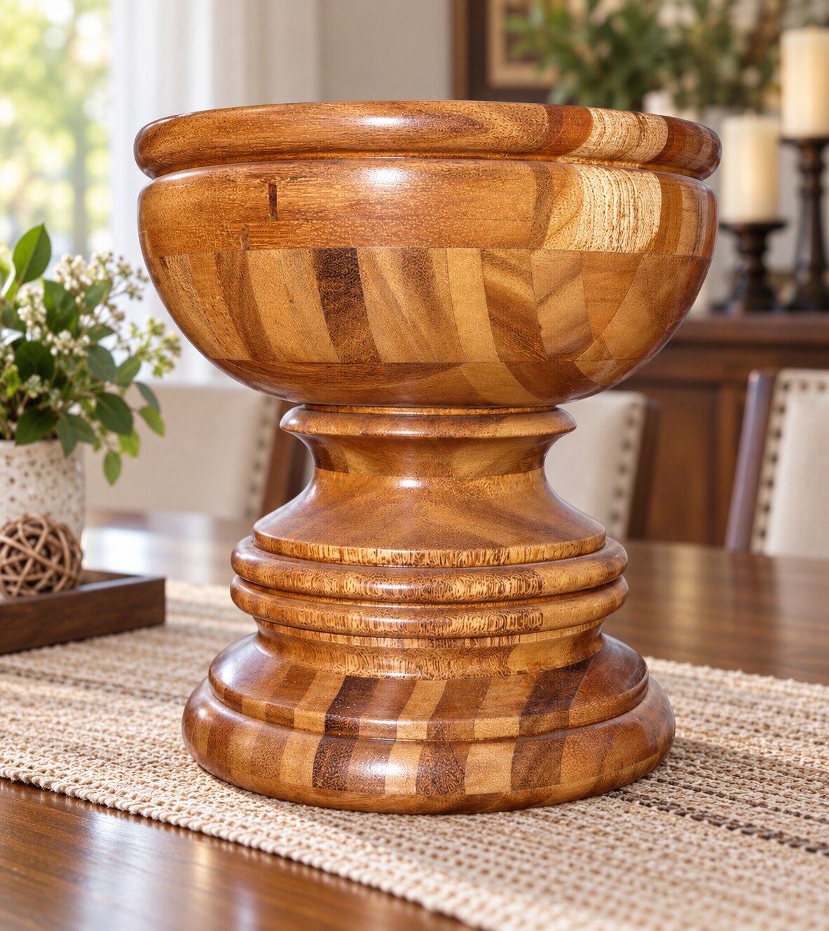 Vaso decorativo torneado con acabado brillante
