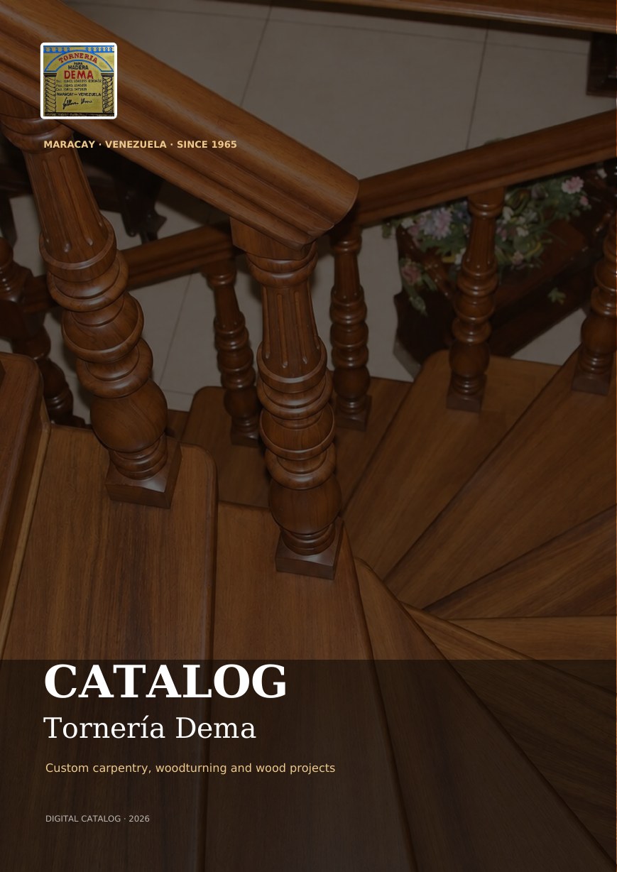 Page 1 of the Tornería Dema English catalog