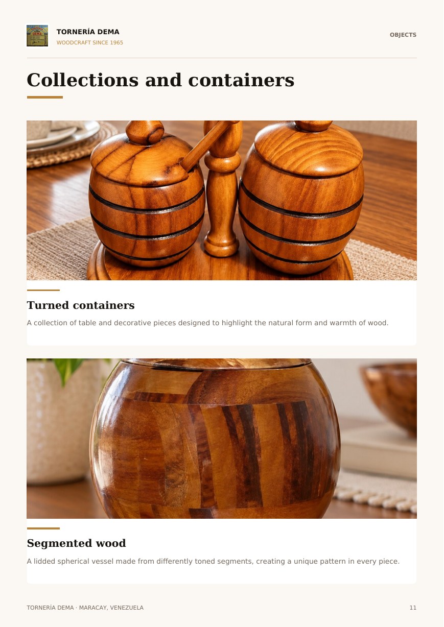 Page 11 of the Tornería Dema English catalog