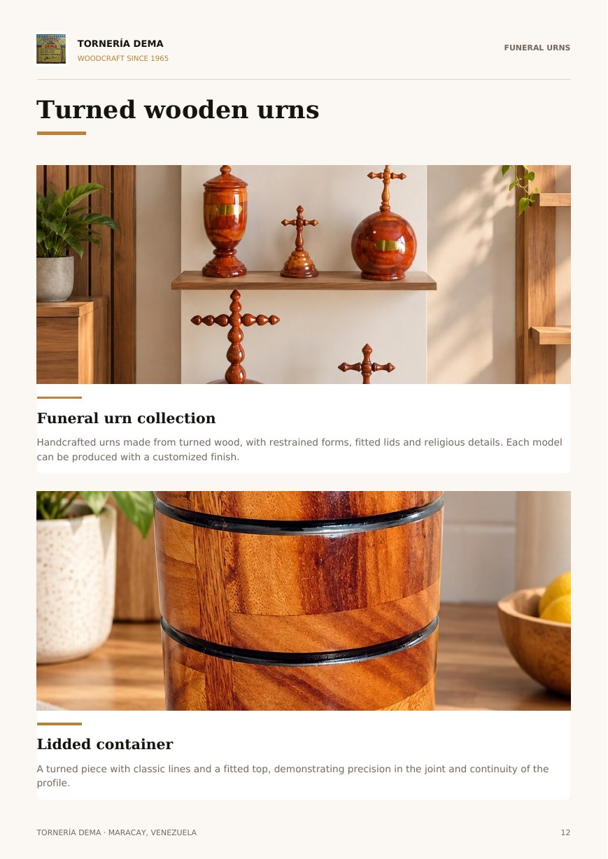 Page 12 of the Tornería Dema English catalog