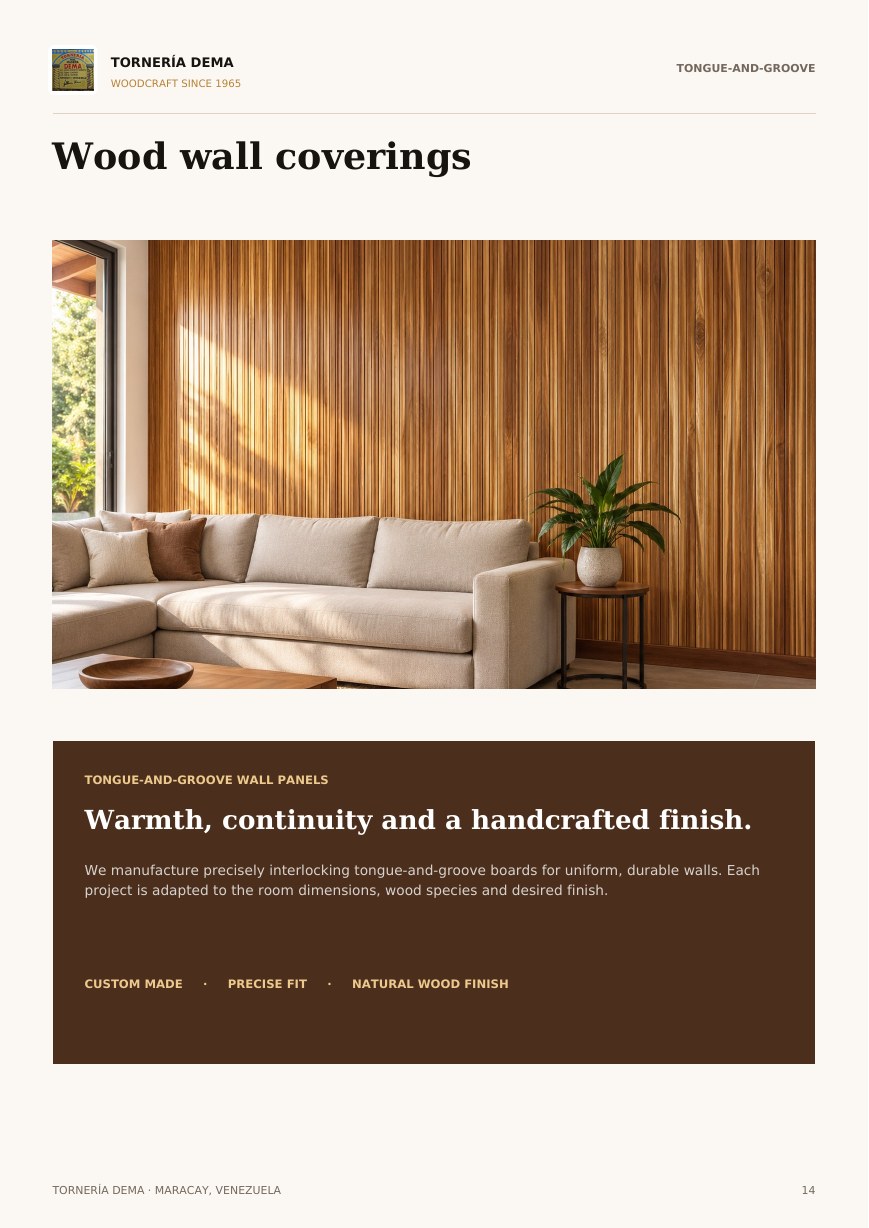 Page 14 of the Tornería Dema English catalog